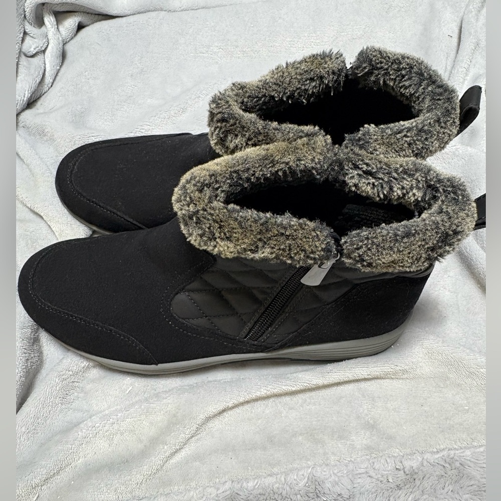 Boots Black Winter Rain Cozy Slip-On